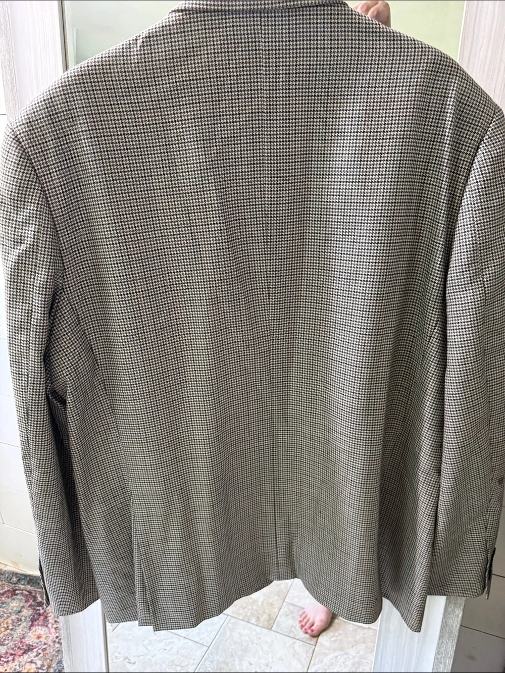 Men's Grey Micro-Check Single-Breasted Blazer